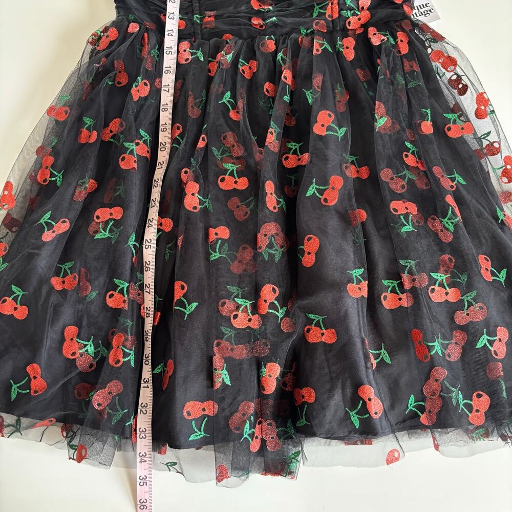 Unique Vintage Heart & Soul Cherry Print Babydoll Dress Women’s Large Rockabilly - Picture 7 of 10